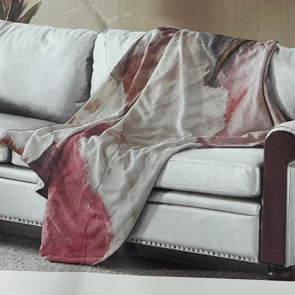 Callisto Throw Blanket Watercolor Floral Muted Multicolor Fleece‎ Lined 50x60